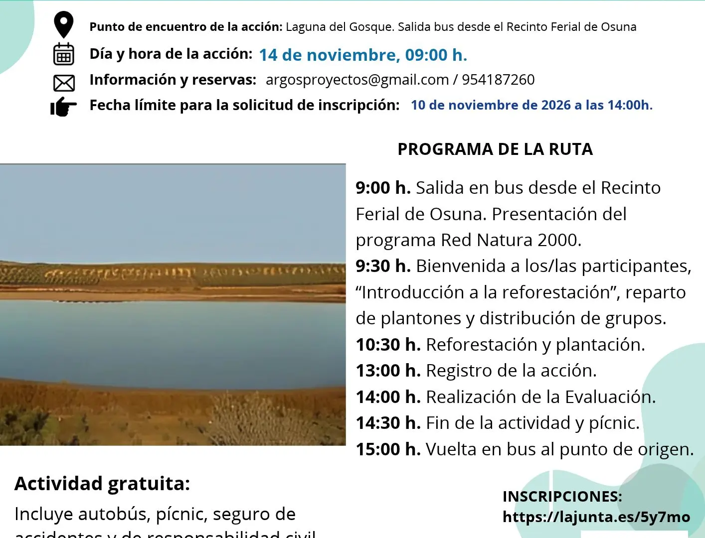Restauración y repoblación en la Reserva Natural, ZEC y ZEPA de la Laguna del Gosque