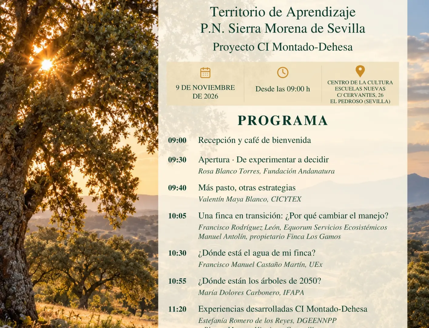 La Dehesa que viene. Territorio de Aprendizaje P.N. Sierra Morena de Sevilla. Proyecto CI Montado-Dehesa