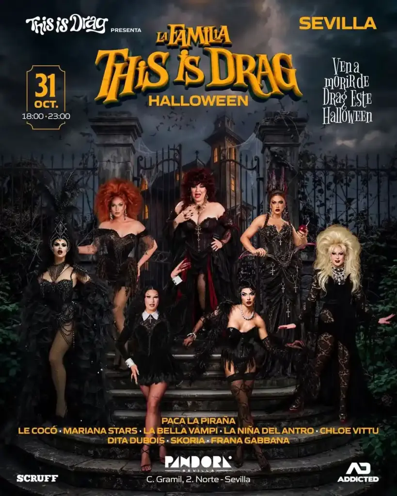 Plakat von La Familia This Is Drag Halloween in Sala Pandora, 31. Oktober
