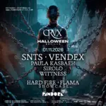 Cartellone di CRVX Halloween con SNTS e Vendex a Pandora