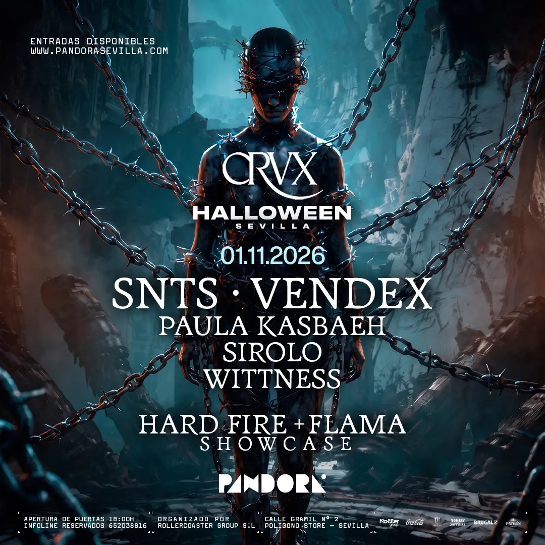 Cartellone di CRVX Halloween con SNTS e Vendex a Pandora