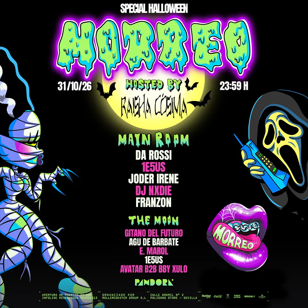 Cartellone di Morreo Club speciale Halloween a Pandora